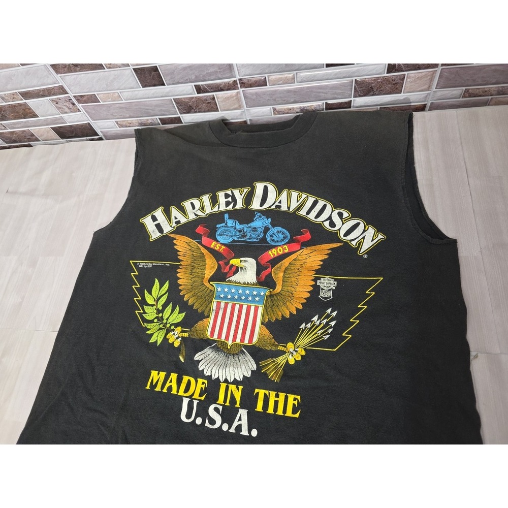 1988 Vintage Harley Davidson SSI T-Shirt Single Stitch Cut Sleeves Official - Picture 13 of 16